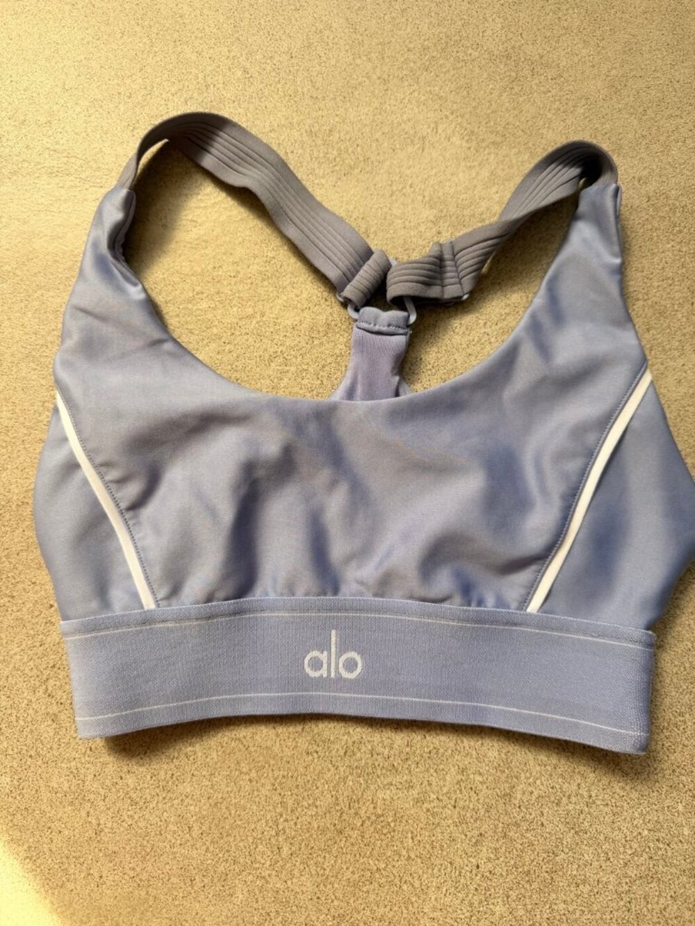 Alo Yoga Periwinkle Sports Bra White Trim XS